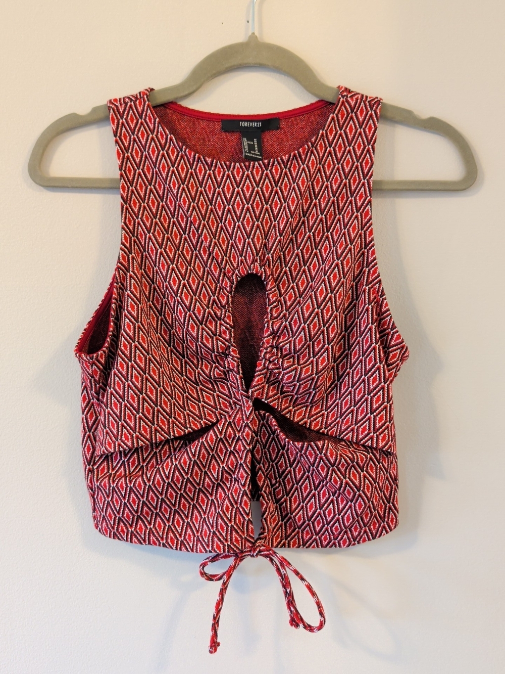 Red Diamond Tie-Front Going Out Top